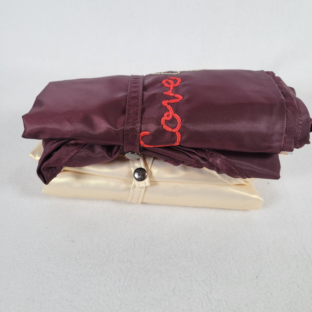 Lug Womens Dual Packable Totes Eco Shopper Let Love Grow Bag Set Purple Gold